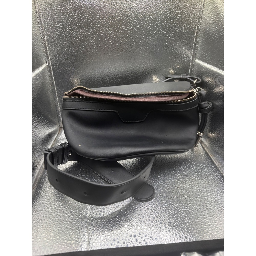 Black Faux Leather Belt Bag
